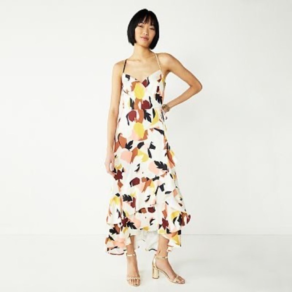 Nine West Women's Floral Print Sleeveless Maxi Dress M Medium Multicolor Boho